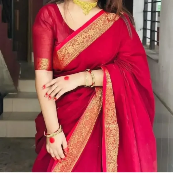 Modern Cotton Saree with Blouse Piece – Soft and Comfortable by Tangail Sharee